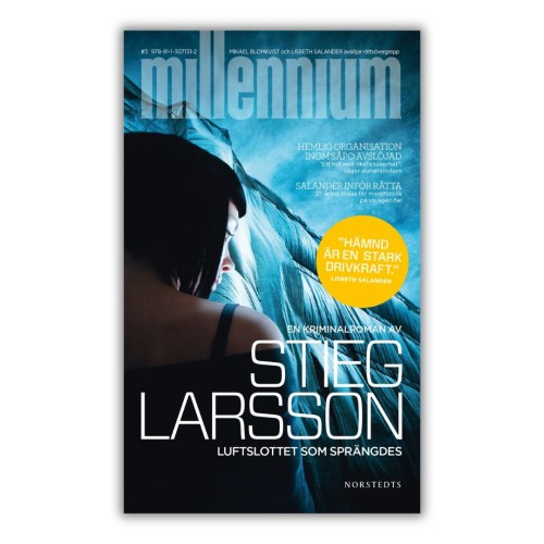 "Luftslottet som sprängdes" - Stieg Larsson  , czyli trzecia część sagi Millenium w oryginale po szwedzku, przednia okładka.