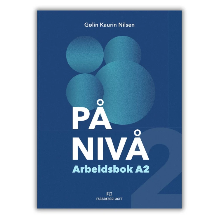 På nivå Arbeidsbok A2 to zeszyt ćwiczeń z gramatyki języka norweskiego na poziomie A2, przeznaczony dla młodzieży i dorosłych uczących się norweskiego od postaw, druga część serii, przednia okładka