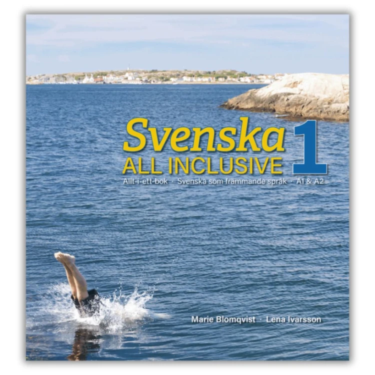 Svenska All Inclusive 1 A1-A2 - podręcznik do nauki szwedzkiego od podstaw. Gramatyka, słownictwo, wymowa, ćwiczenia, nagrania audio i klucz odpowiedzi. przednia okładka.