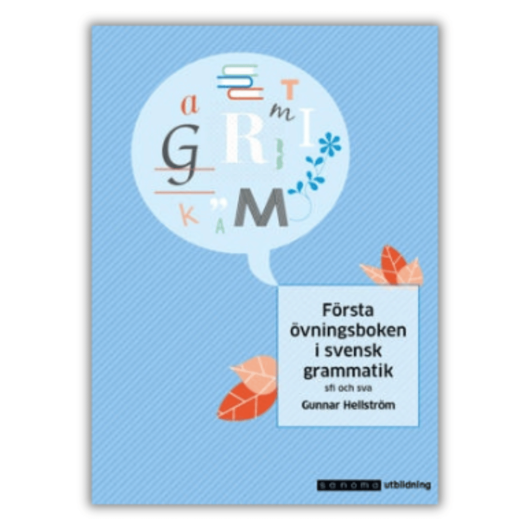 Första övningsboken i svensk grammatik, Pierwsza część serii ćwiczeń z gramatyki szwedzkiej dla poziomów A1–A2. Reguły, przykłady, powtórki i klucz odpowiedzi w książce.