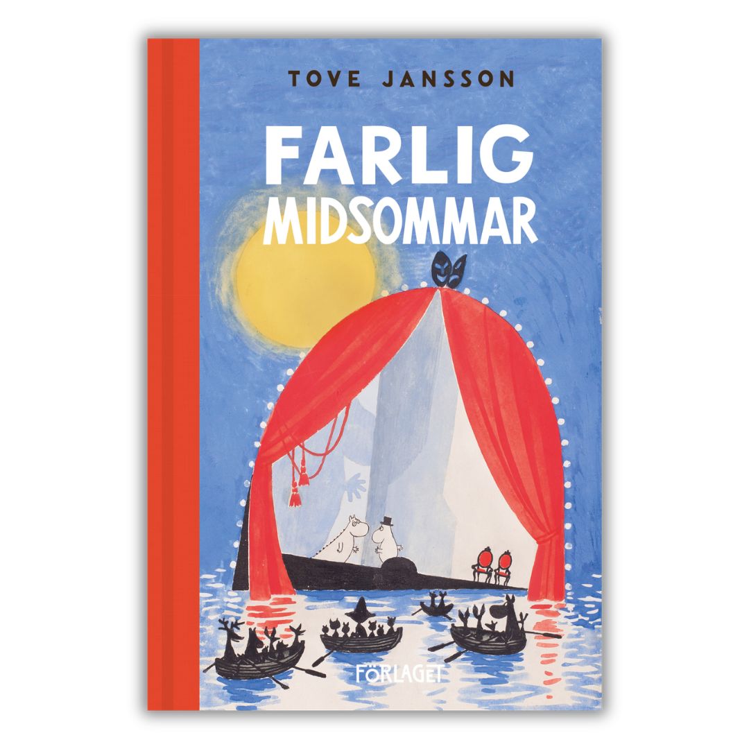 "Farlig midsommar" ("Lato Muminków" po szwedzku, w oryginale) - Tove Jansson, przednia okładka