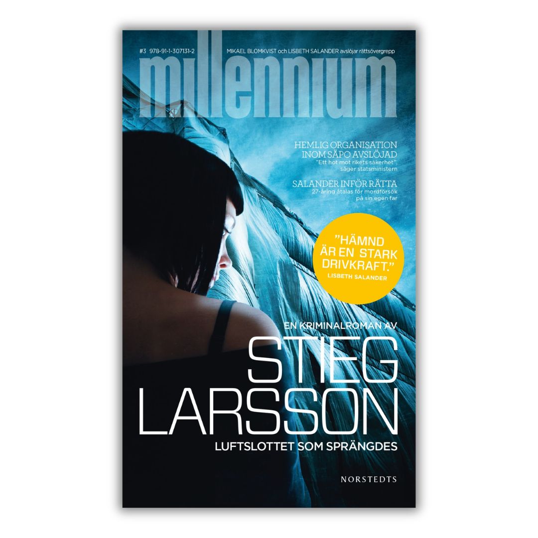 "Luftslottet som sprängdes" - Stieg Larsson  , czyli trzecia część sagi Millenium w oryginale po szwedzku, przednia okładka.
